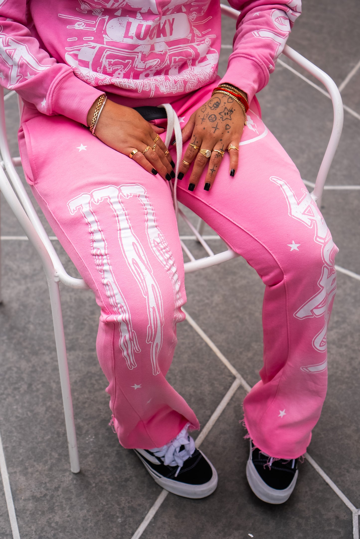 Lucky Latto Flared Sweats (Off Pink)