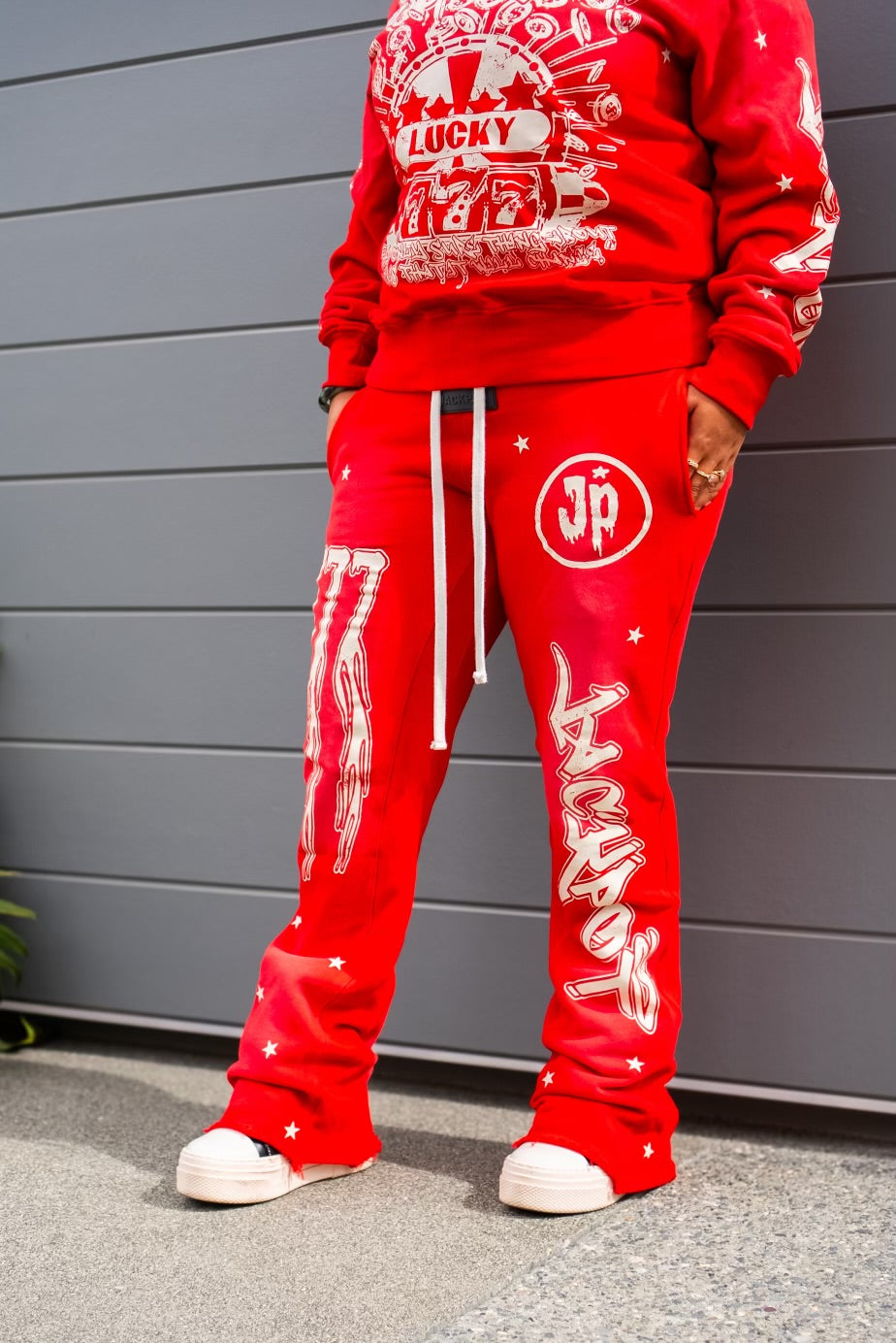 Lucky Latto Flared Sweatpants (RED)