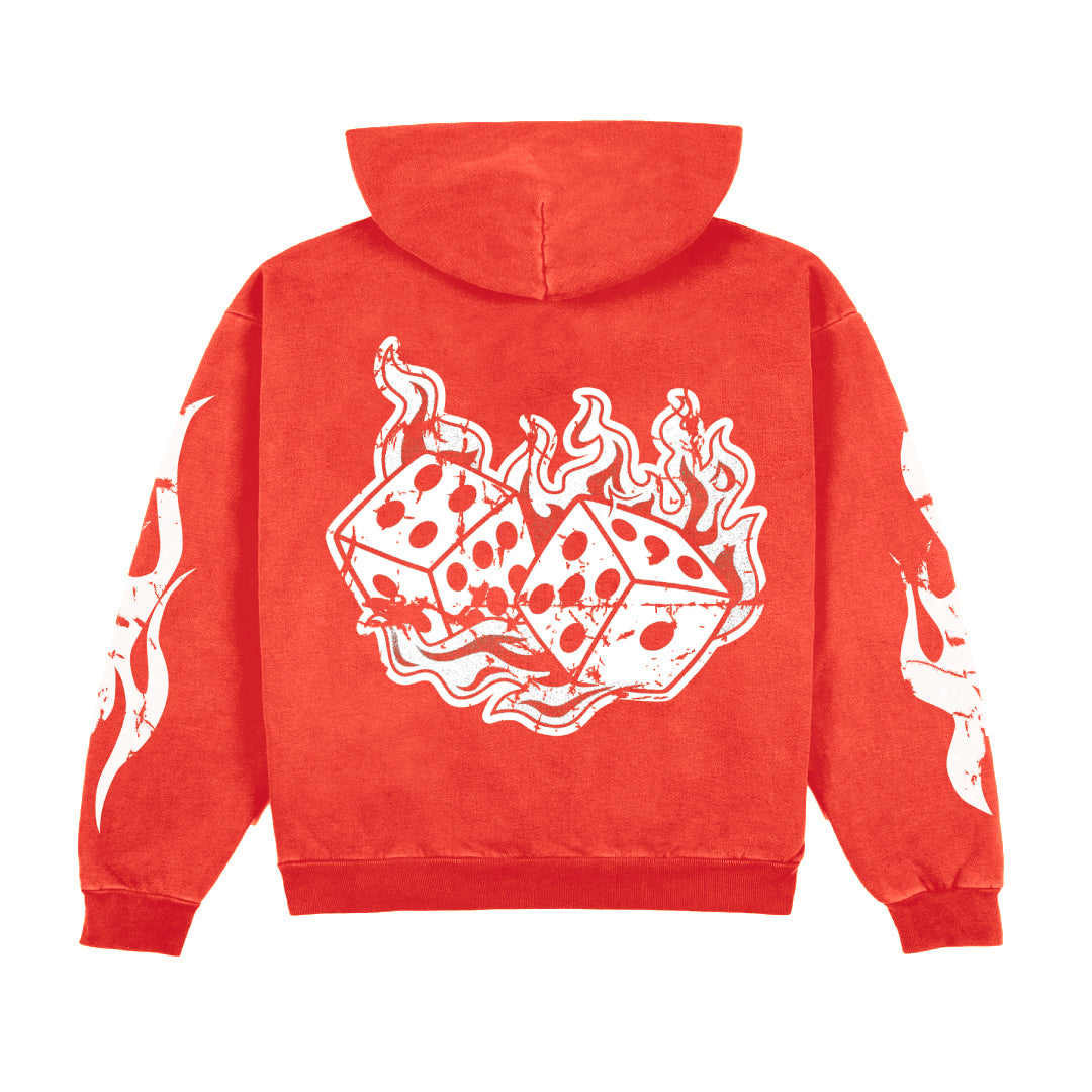 Patch Work Zip Up Hoodie (Red)